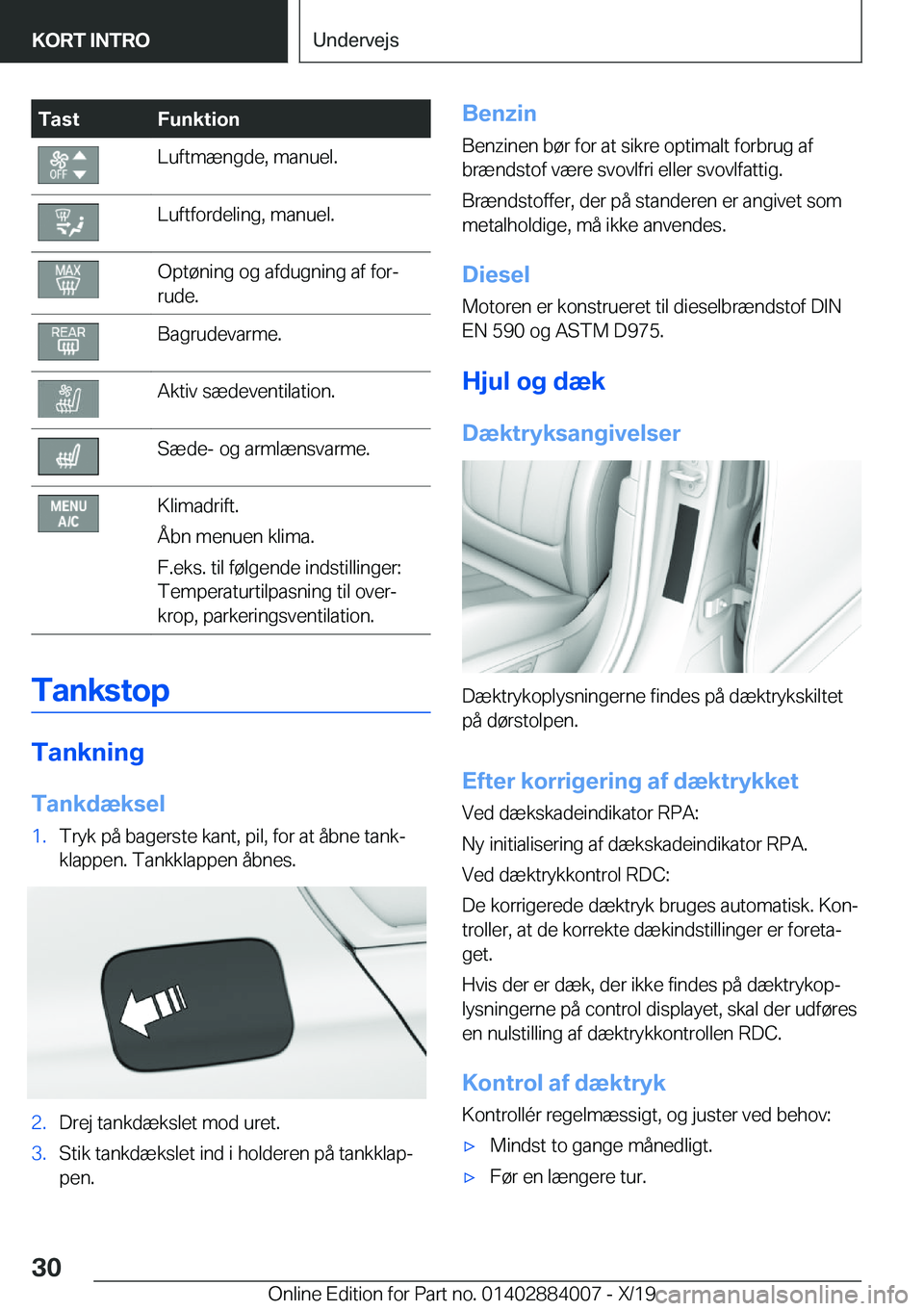 BMW X7 2020  InstruktionsbØger (in Danish) �T�a�s�t�F�u�n�k�t�i�o�n�L�u�f�t�m�æ�n�g�d�e�,��m�a�n�u�e�l�.�L�u�f�t�f�o�r�d�e�l�i�n�g�,��m�a�n�u�e�l�.�O�p�t�