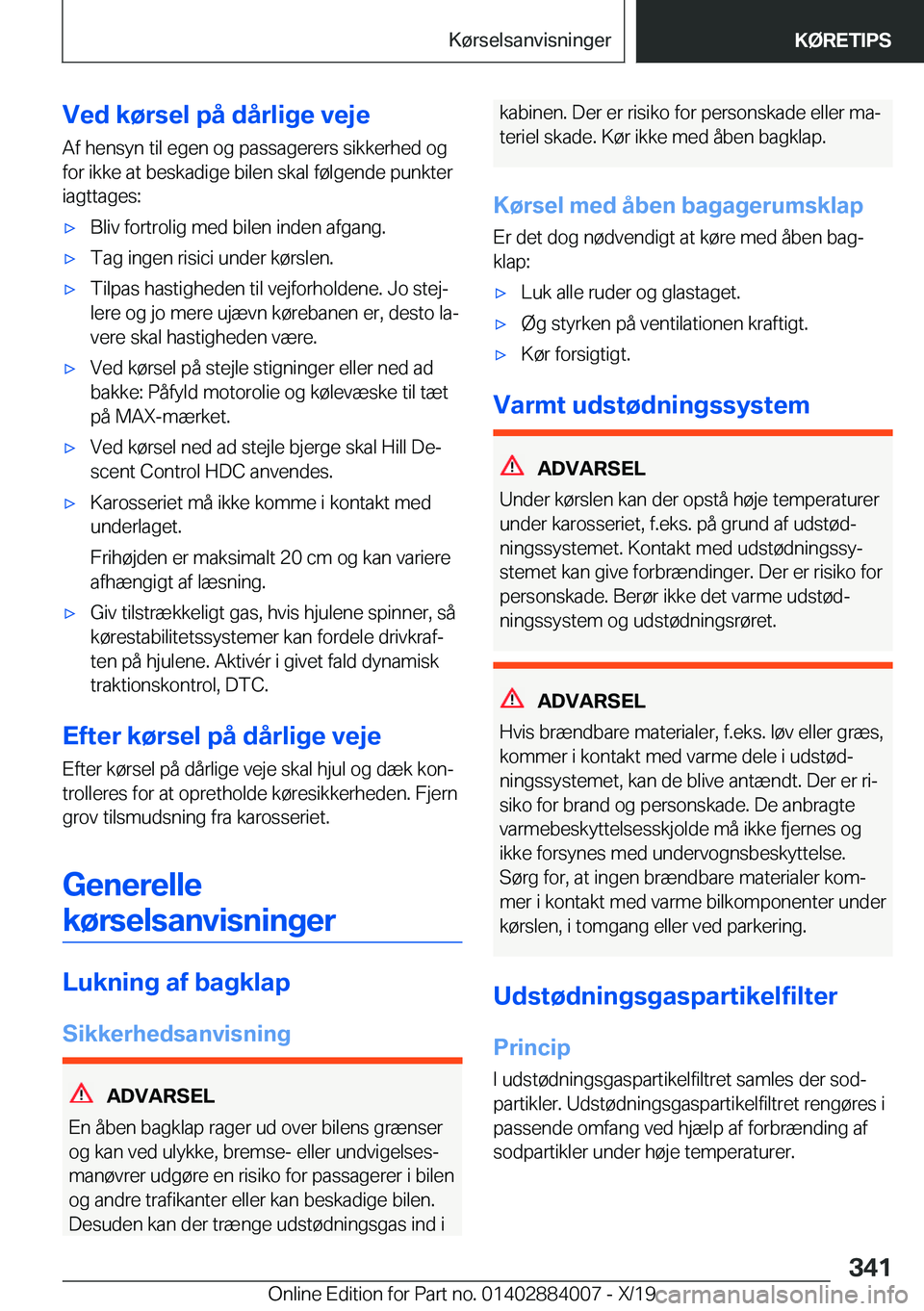 BMW X7 2020  InstruktionsbØger (in Danish) �V�e�d��k�