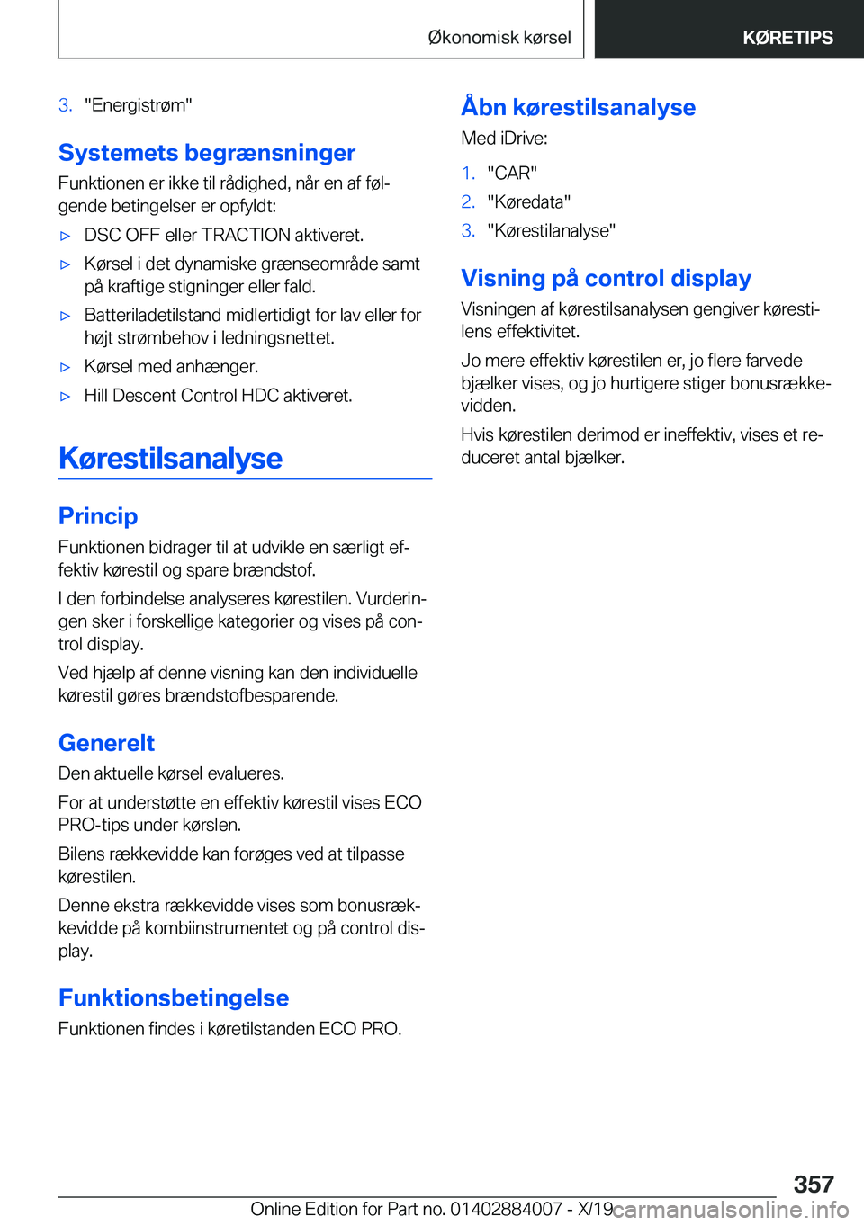 BMW X7 2020  InstruktionsbØger (in Danish) �3�.��E�n�e�r�g�i�s�t�r�