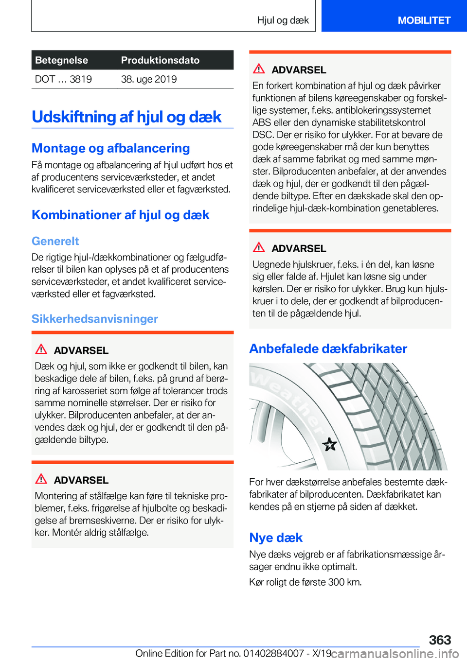 BMW X7 2020  InstruktionsbØger (in Danish) �B�e�t�e�g�n�e�l�s�e�P�r�o�d�u�k�t�i�o�n�s�d�a�t�o�D�O�T�