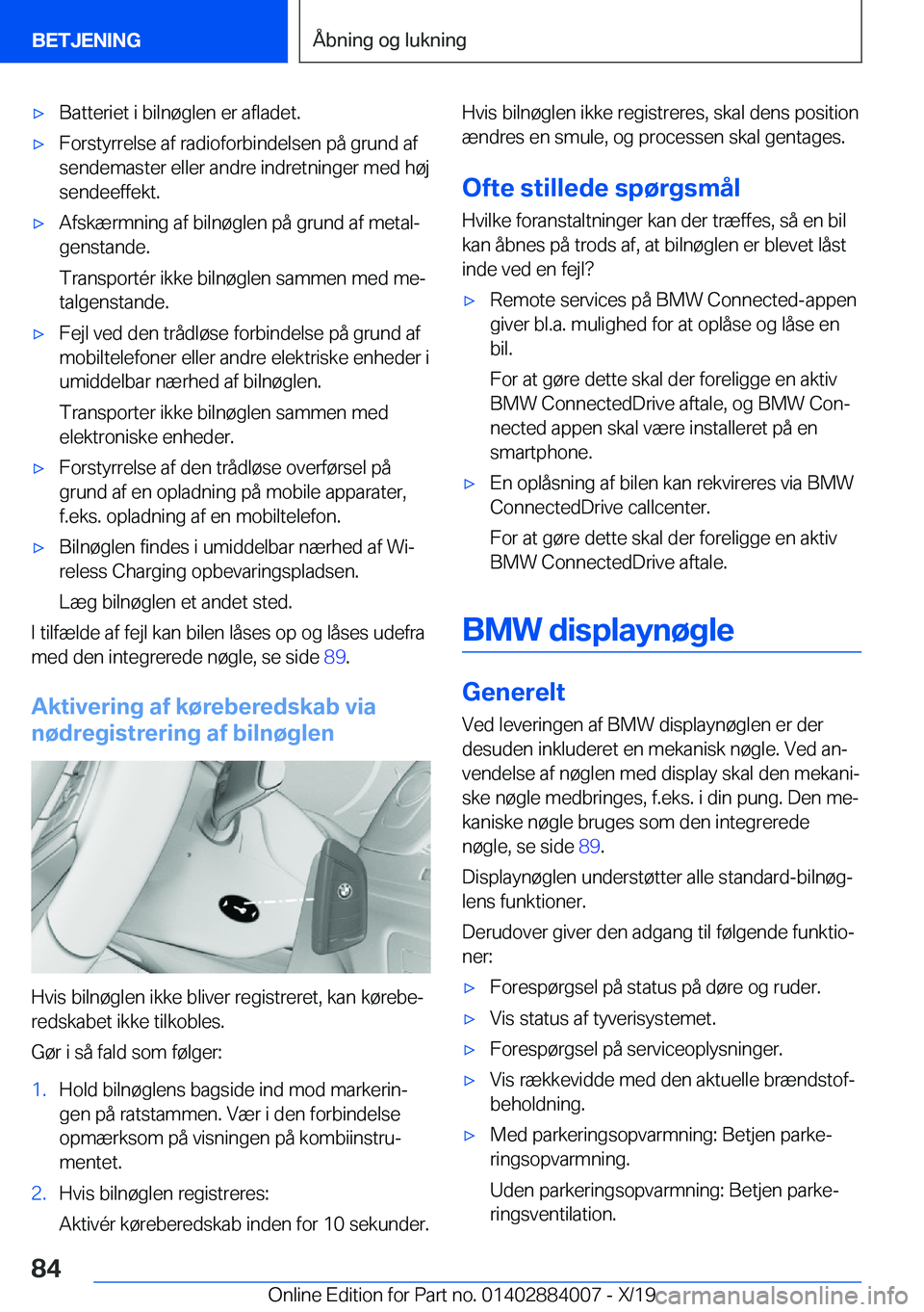 BMW X7 2020  InstruktionsbØger (in Danish) 'x�B�a�t�t�e�r�i�e�t��i��b�i�l�n�