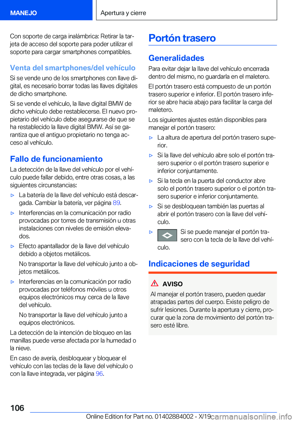 BMW X7 2020  Manuales de Empleo (in Spanish) �C�o�n��s�o�p�o�r�t�e��d�e��c�a�r�g�a��i�n�a�l�