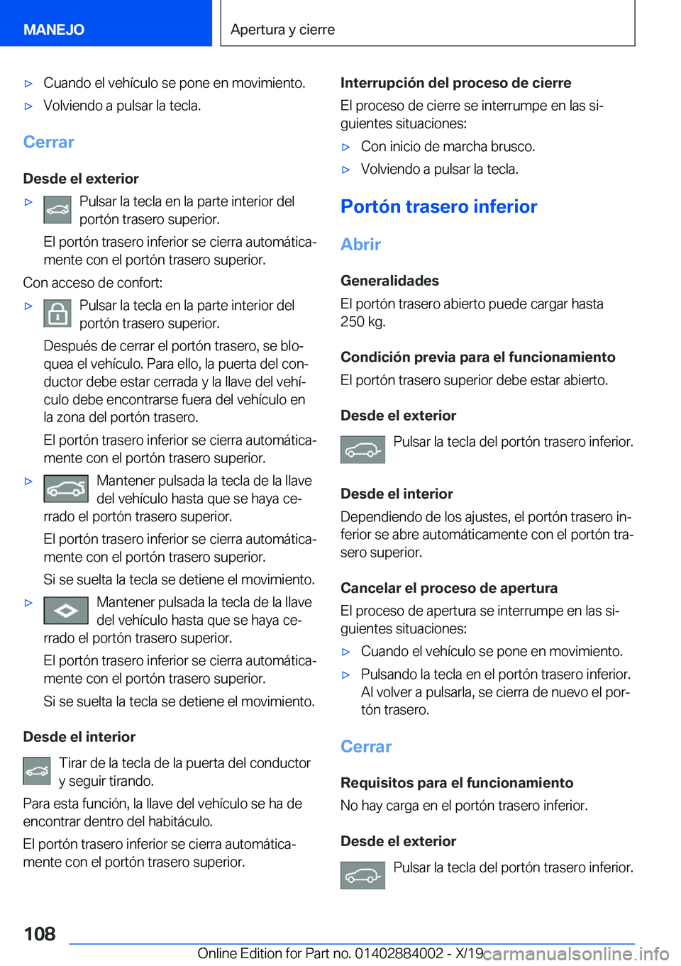 BMW X7 2020  Manuales de Empleo (in Spanish) x�C�u�a�n�d�o��e�l��v�e�h�