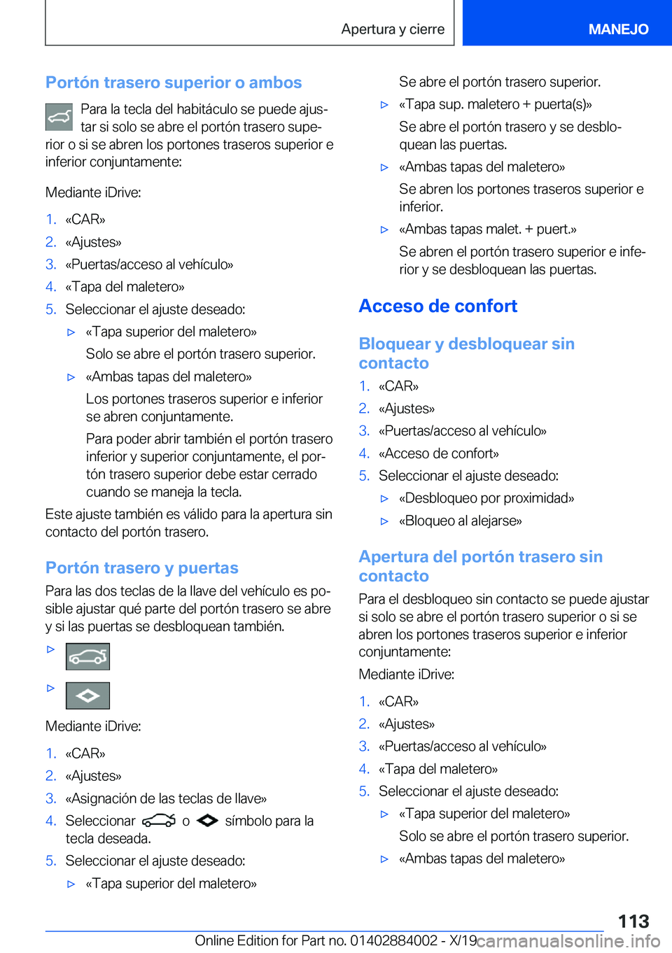 BMW X7 2020  Manuales de Empleo (in Spanish) �P�o�r�t�