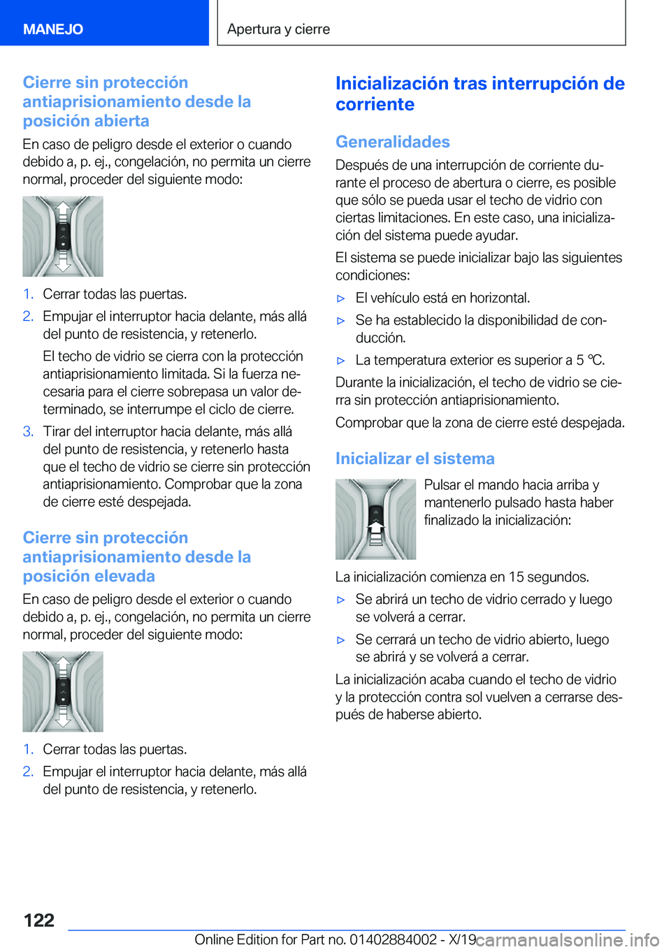BMW X7 2020  Manuales de Empleo (in Spanish) �C�i�e�r�r�e��s�i�n��p�r�o�t�e�c�c�i�