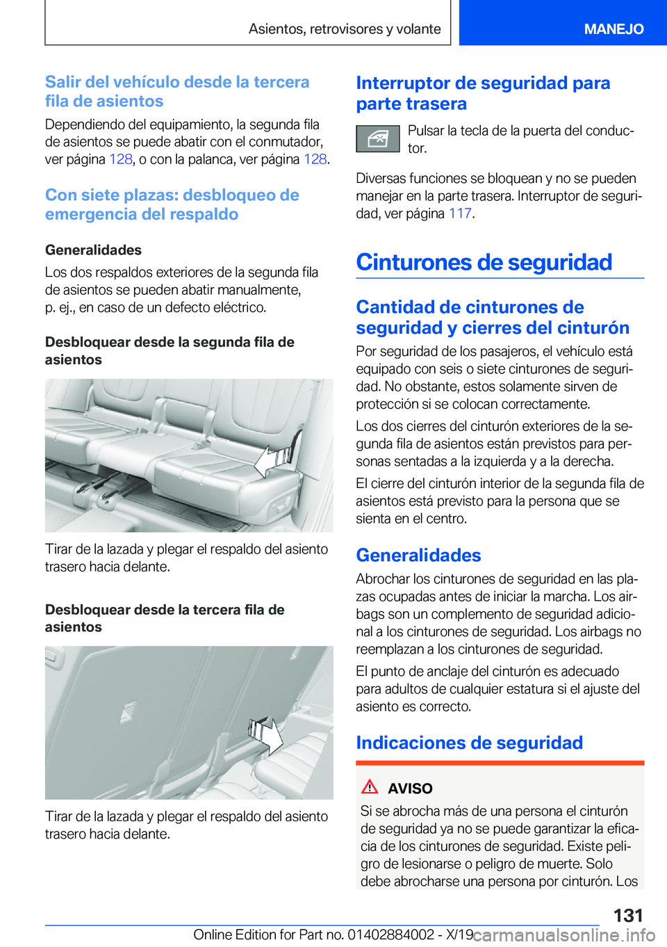 BMW X7 2020  Manuales de Empleo (in Spanish) �S�a�l�i�r��d�e�l��v�e�h�
