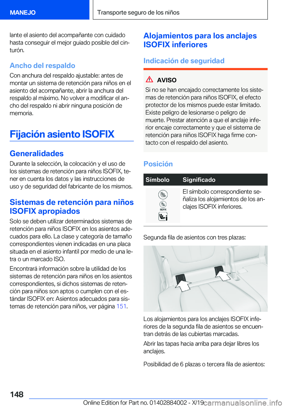 BMW X7 2020  Manuales de Empleo (in Spanish) �l�a�n�t�e��e�l��a�s�i�e�n�t�o��d�e�l��a�c�o�m�p�a�