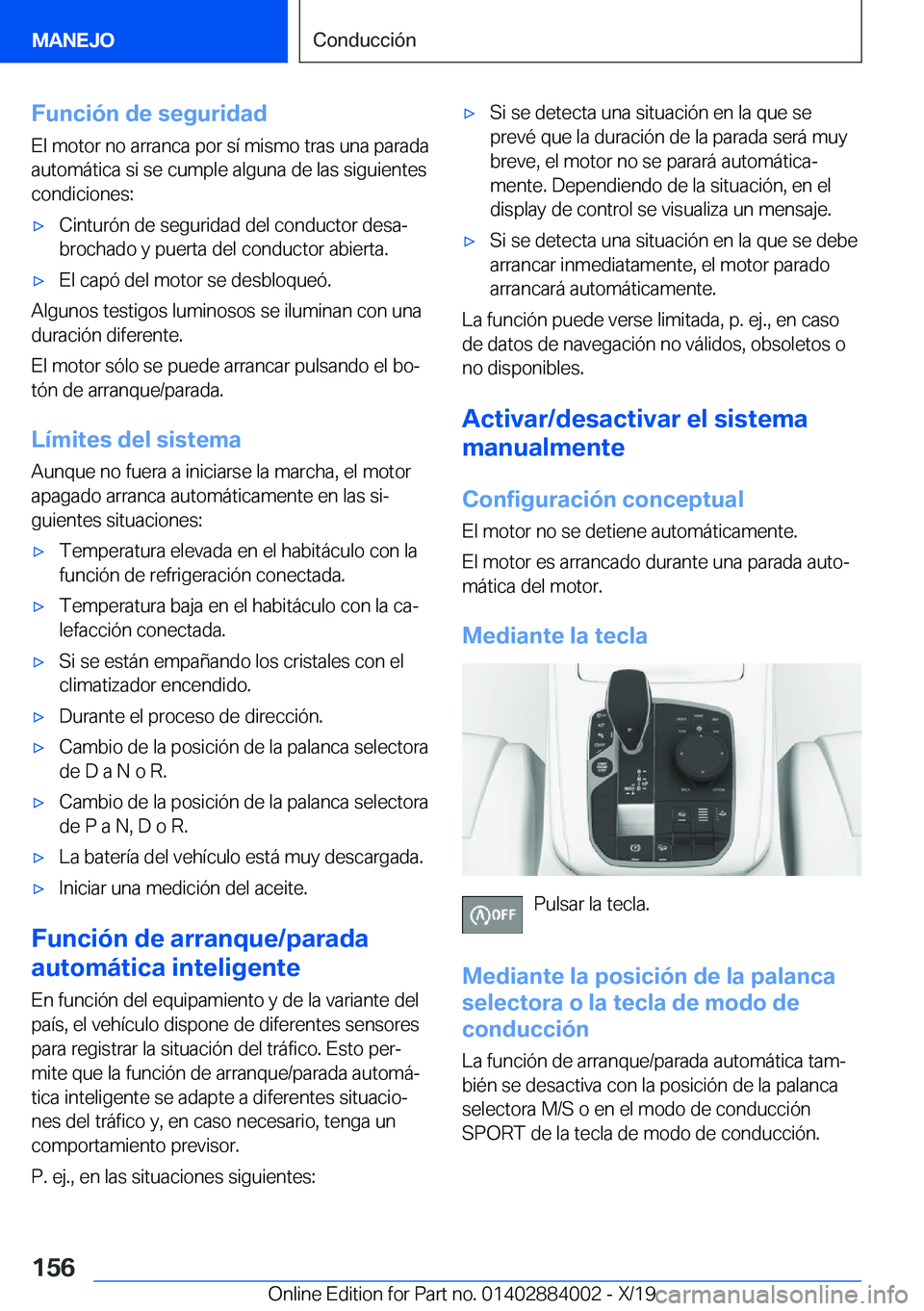 BMW X7 2020  Manuales de Empleo (in Spanish) �F�u�n�c�i�