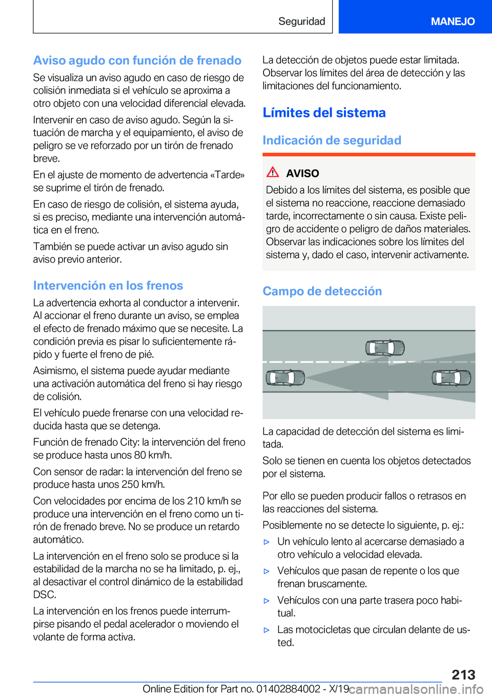 BMW X7 2020  Manuales de Empleo (in Spanish) �A�v�i�s�o��a�g�u�d�o��c�o�n��f�u�n�c�i�