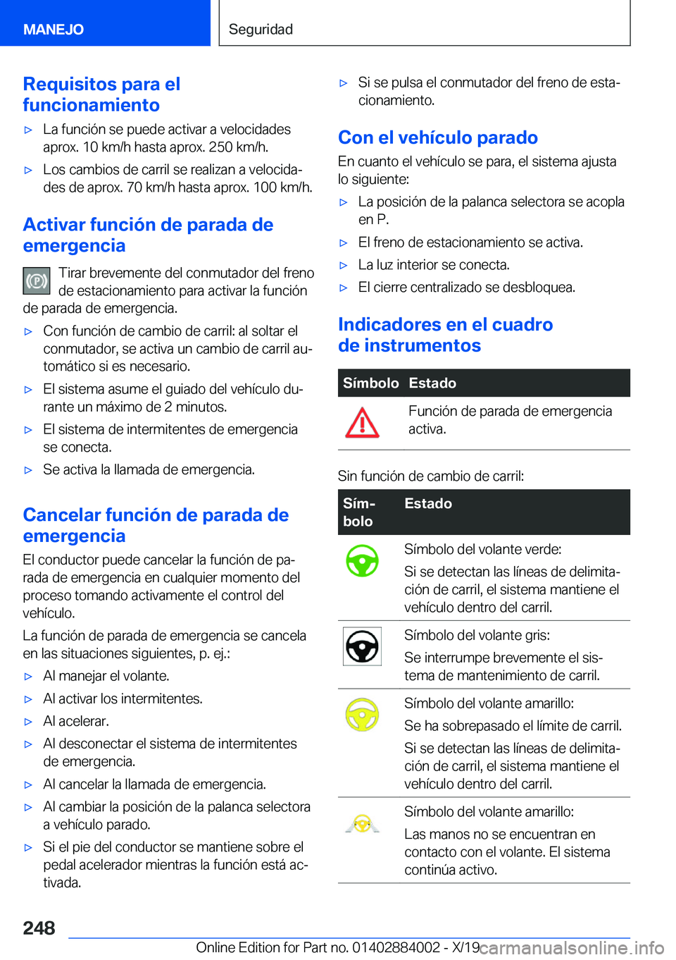 BMW X7 2020  Manuales de Empleo (in Spanish) �R�e�q�u�i�s�i�t�o�s��p�a�r�a��e�l
�f�u�n�c�i�o�n�a�m�i�e�n�t�ox�L�a��f�u�n�c�i�