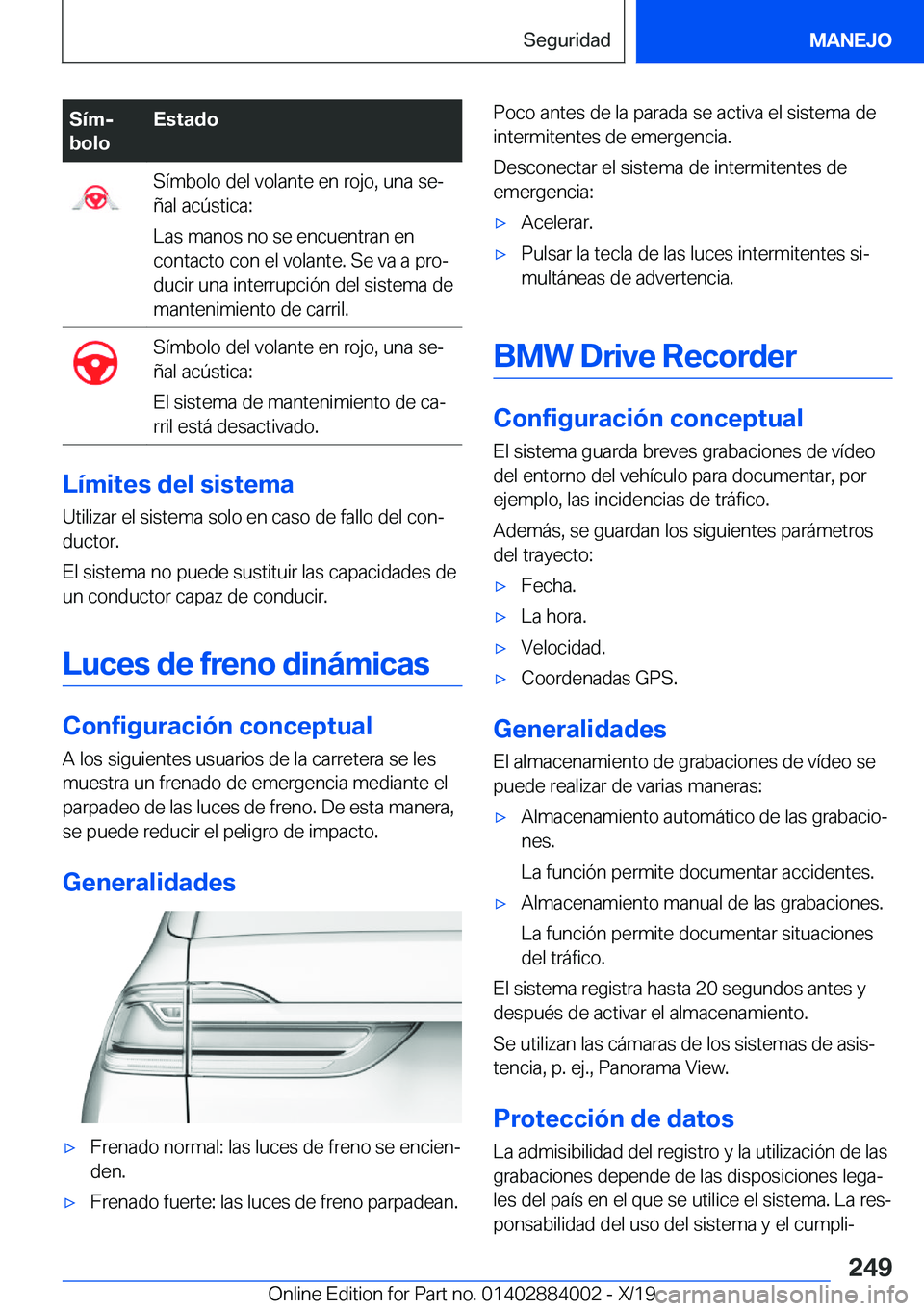 BMW X7 2020  Manuales de Empleo (in Spanish) �S�