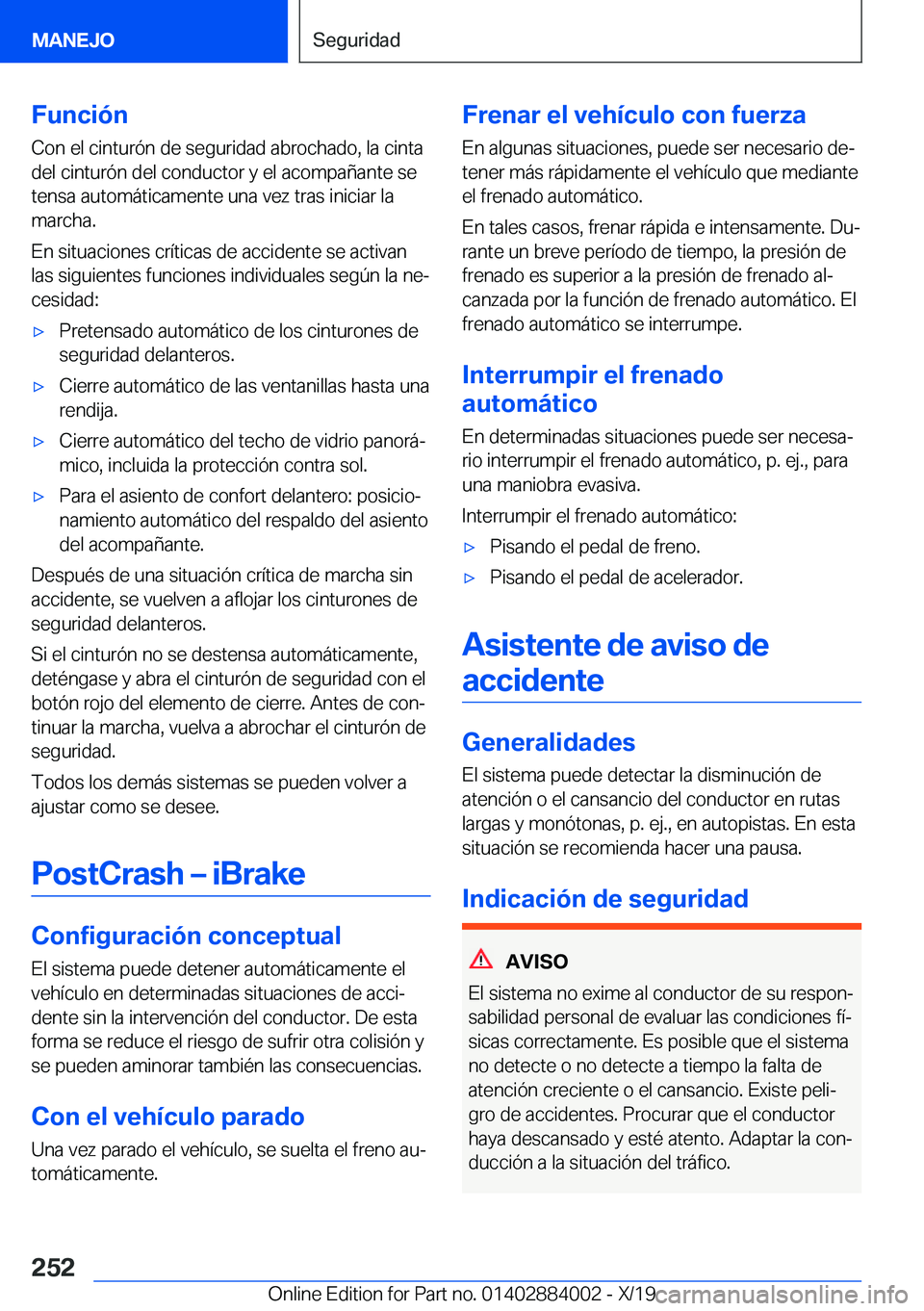 BMW X7 2020  Manuales de Empleo (in Spanish) �F�u�n�c�i�