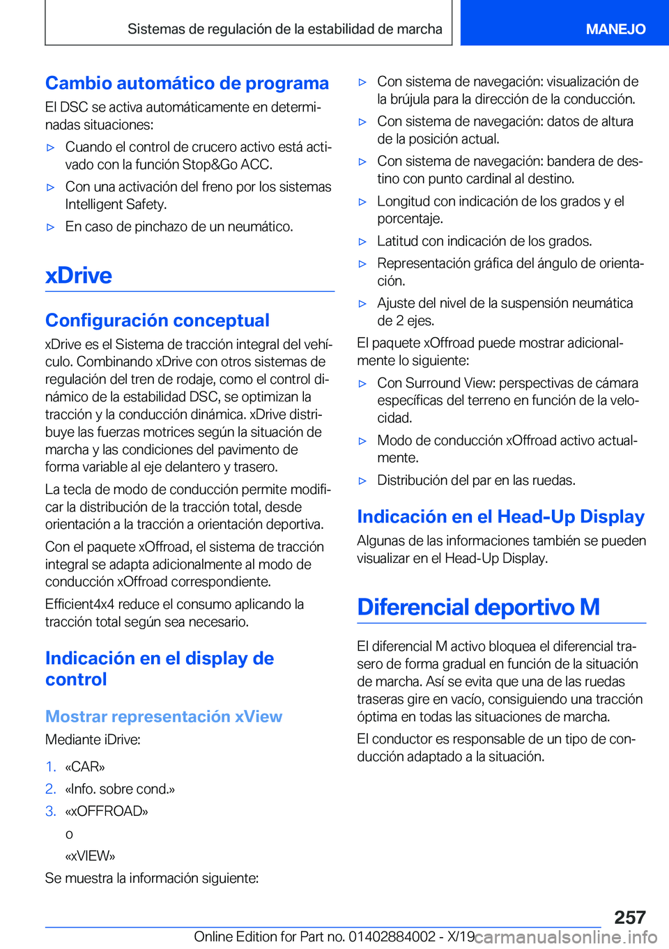 BMW X7 2020  Manuales de Empleo (in Spanish) �C�a�m�b�i�o��a�u�t�o�m�