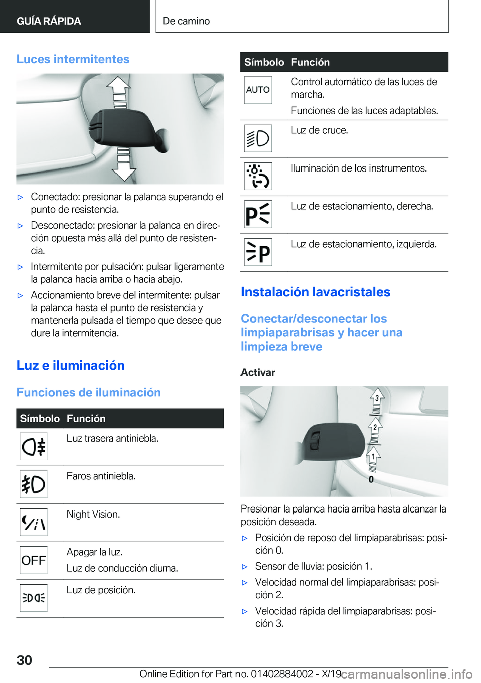 BMW X7 2020  Manuales de Empleo (in Spanish) �L�u�c�e�s��i�n�t�e�r�m�i�t�e�n�t�e�sx�C�o�n�e�c�t�a�d�o�:��p�r�e�s�i�o�n�a�r��l�a��p�a�l�a�n�c�a��s�u�p�e�r�a�n�d�o��e�l
�p�u�n�t�o��d�e��r�e�s�i�s�t�e�n�c�i�a�.x�D�e�s�c�o�n�e�c�t�a�d�o�:�