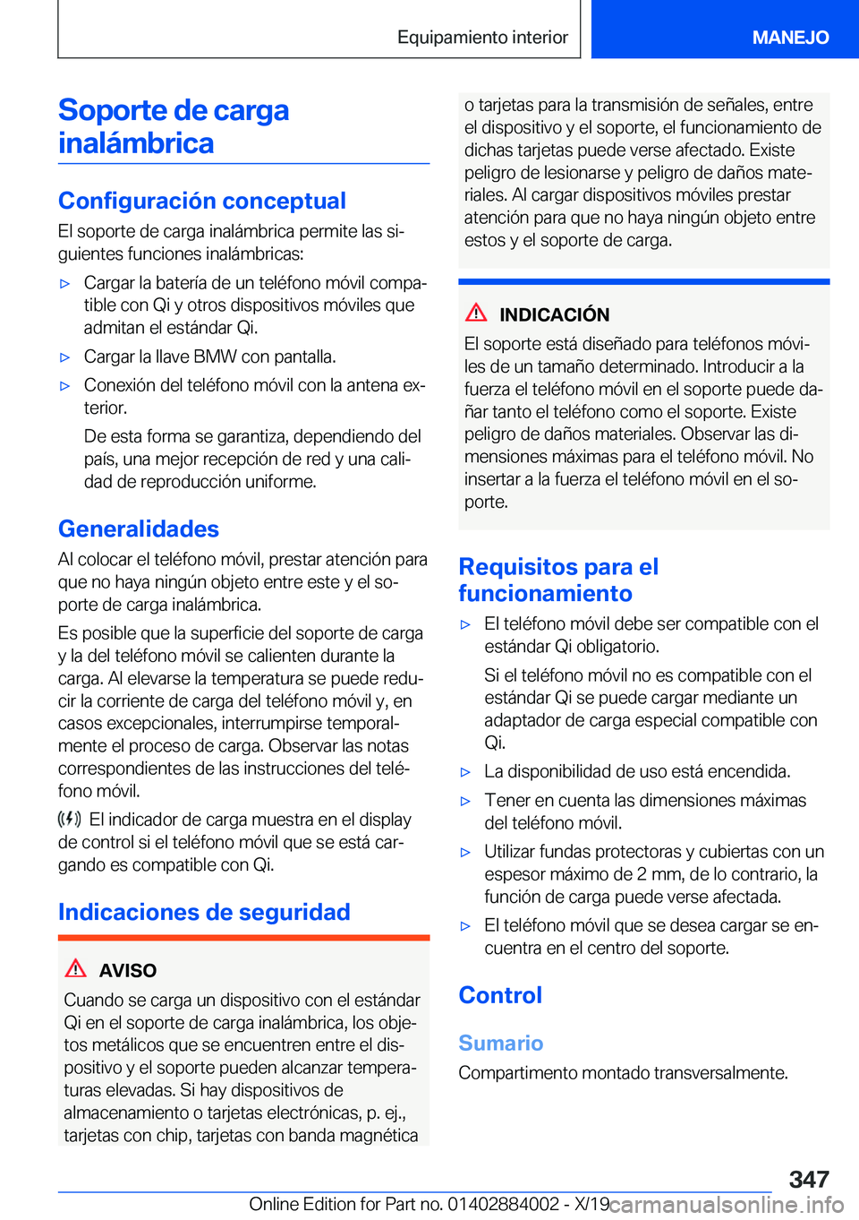BMW X7 2020  Manuales de Empleo (in Spanish) �S�o�p�o�r�t�e��d�e��c�a�r�g�a�i�n�a�l�
