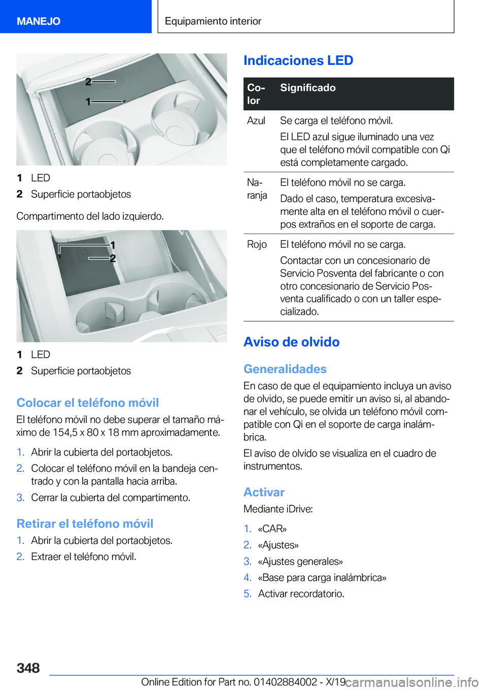 BMW X7 2020  Manuales de Empleo (in Spanish) �1�L�E�D�2�S�u�p�e�r�f�i�c�i�e��p�o�r�t�a�o�b�j�e�t�o�s
�C�o�m�p�a�r�t�i�m�e�n�t�o��d�e�l��l�a�d�o��i�z�q�u�i�e�r�d�o�.
�1�L�E�D�2�S�u�p�e�r�f�i�c�i�e��p�o�r�t�a�o�b�j�e�t�o�s
�C�o�l�o�c�a�r��e�