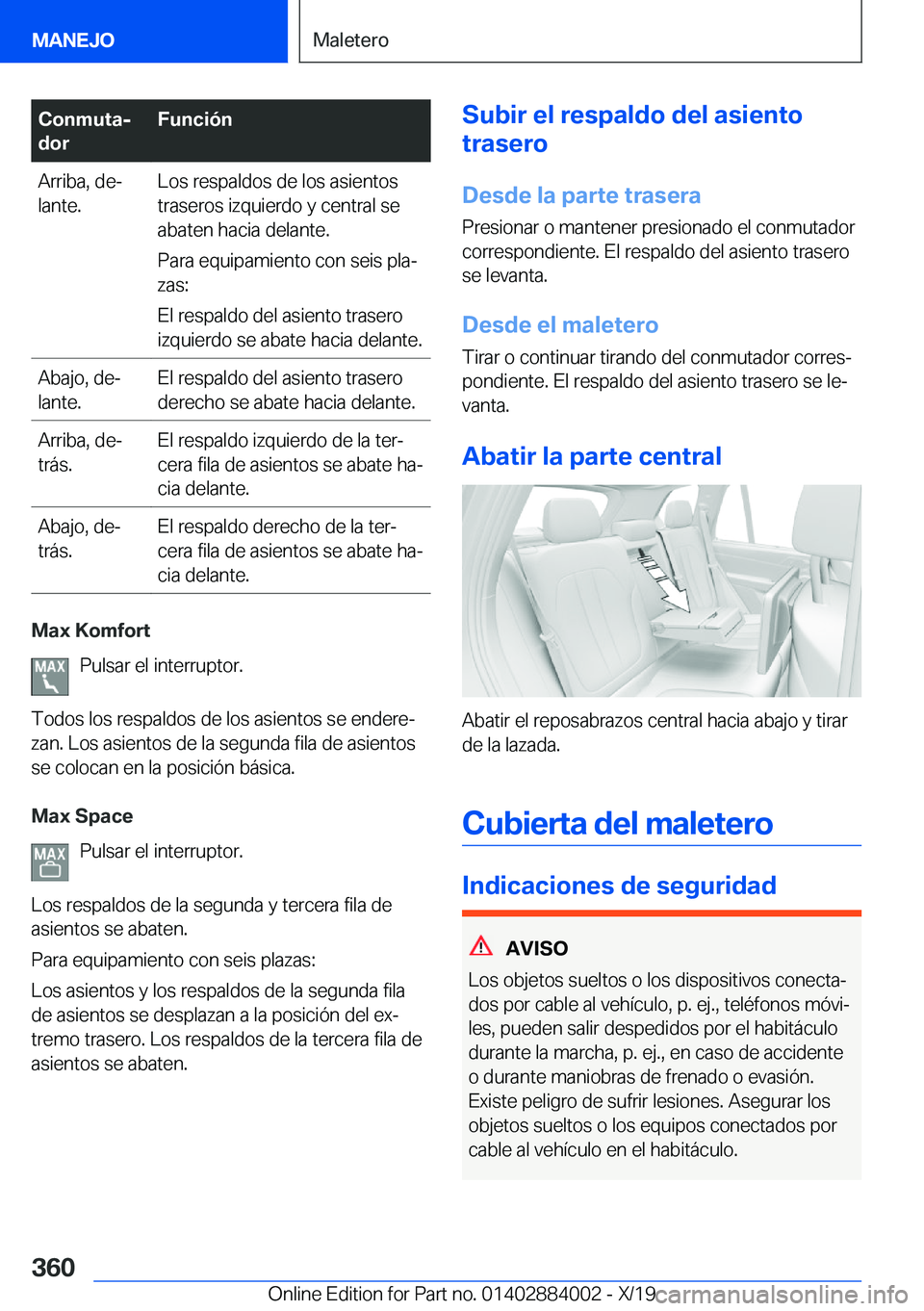 BMW X7 2020  Manuales de Empleo (in Spanish) �C�o�n�m�u�t�aj
�d�o�r�F�u�n�c�i�