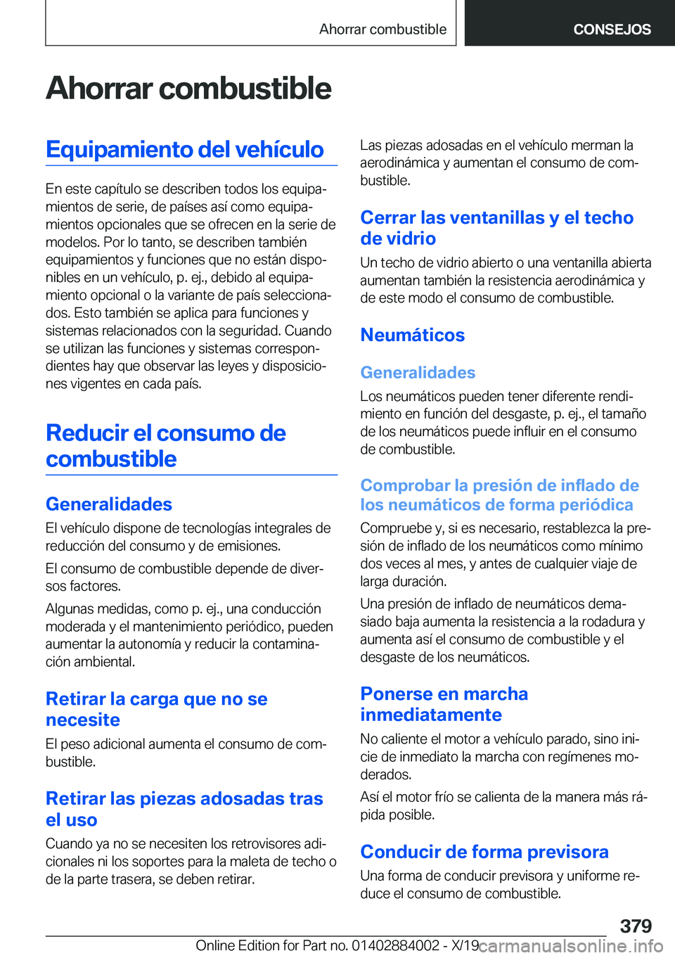 BMW X7 2020  Manuales de Empleo (in Spanish) �A�h�o�r�r�a�r��c�o�m�b�u�s�t�i�b�l�e�E�q�u�i�p�a�m�i�e�n�t�o��d�e�l��v�e�h�