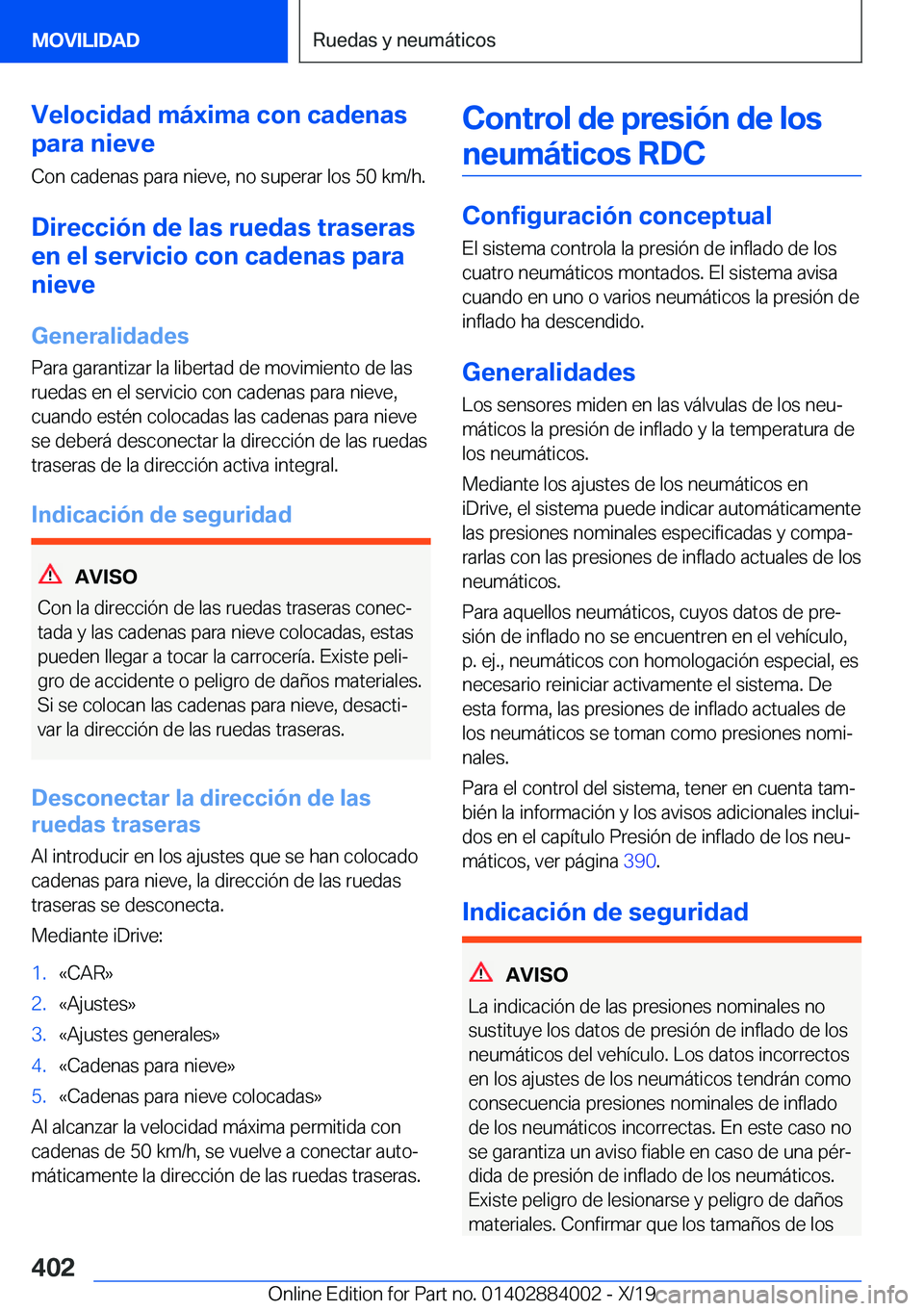 BMW X7 2020  Manuales de Empleo (in Spanish) �V�e�l�o�c�i�d�a�d��m�