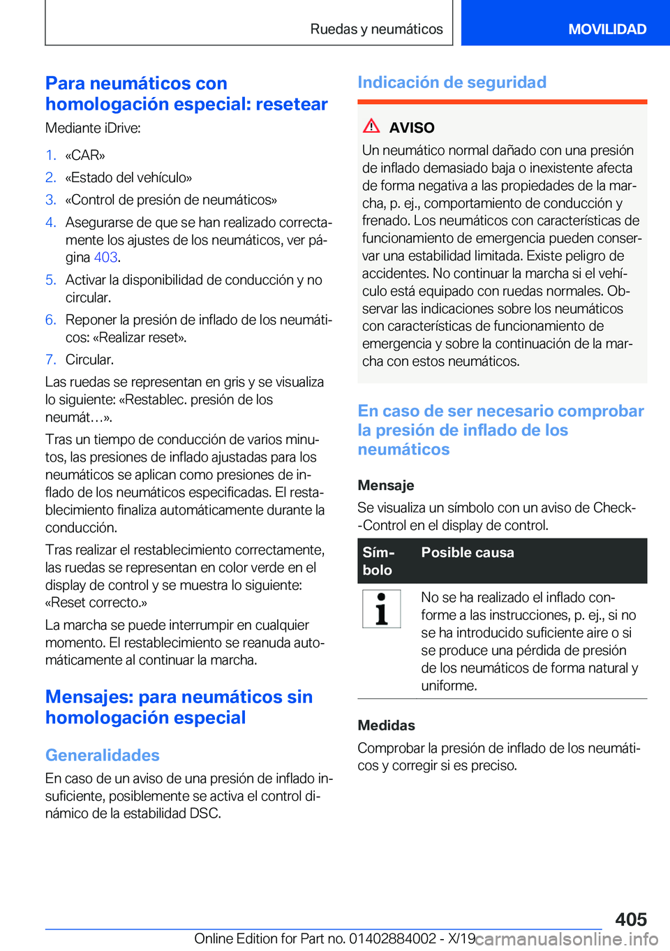 BMW X7 2020  Manuales de Empleo (in Spanish) �P�a�r�a��n�e�u�m�
