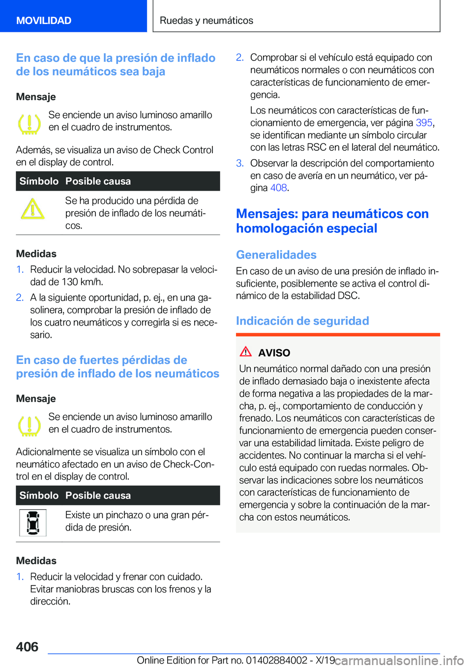 BMW X7 2020  Manuales de Empleo (in Spanish) �E�n��c�a�s�o��d�e��q�u�e��l�a��p�r�e�s�i�