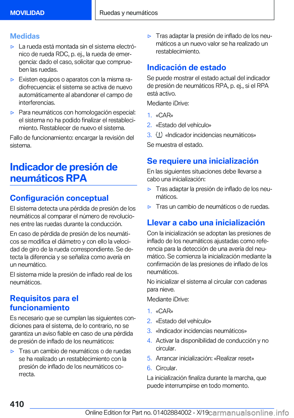 BMW X7 2020  Manuales de Empleo (in Spanish) �M�e�d�i�d�a�sx�L�a��r�u�e�d�a��e�s�t�