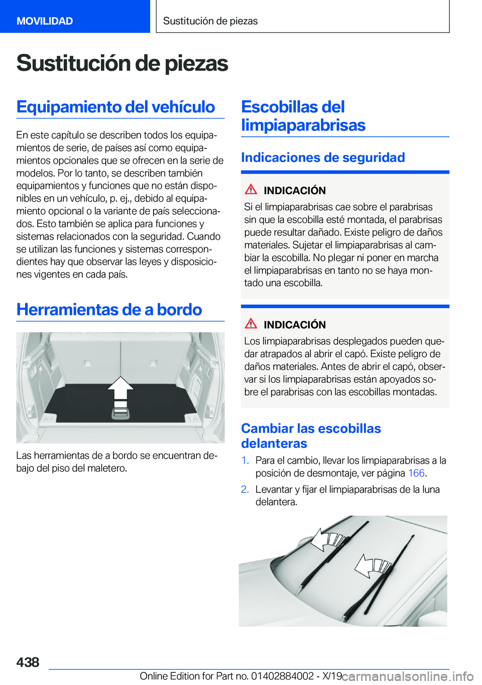 BMW X7 2020  Manuales de Empleo (in Spanish) �S�u�s�t�i�t�u�c�i�