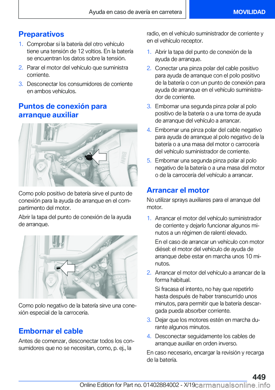 BMW X7 2020  Manuales de Empleo (in Spanish) �P�r�e�p�a�r�a�t�i�v�o�s�1�.�C�o�m�p�r�o�b�a�r��s�i��l�a��b�a�t�e�r�