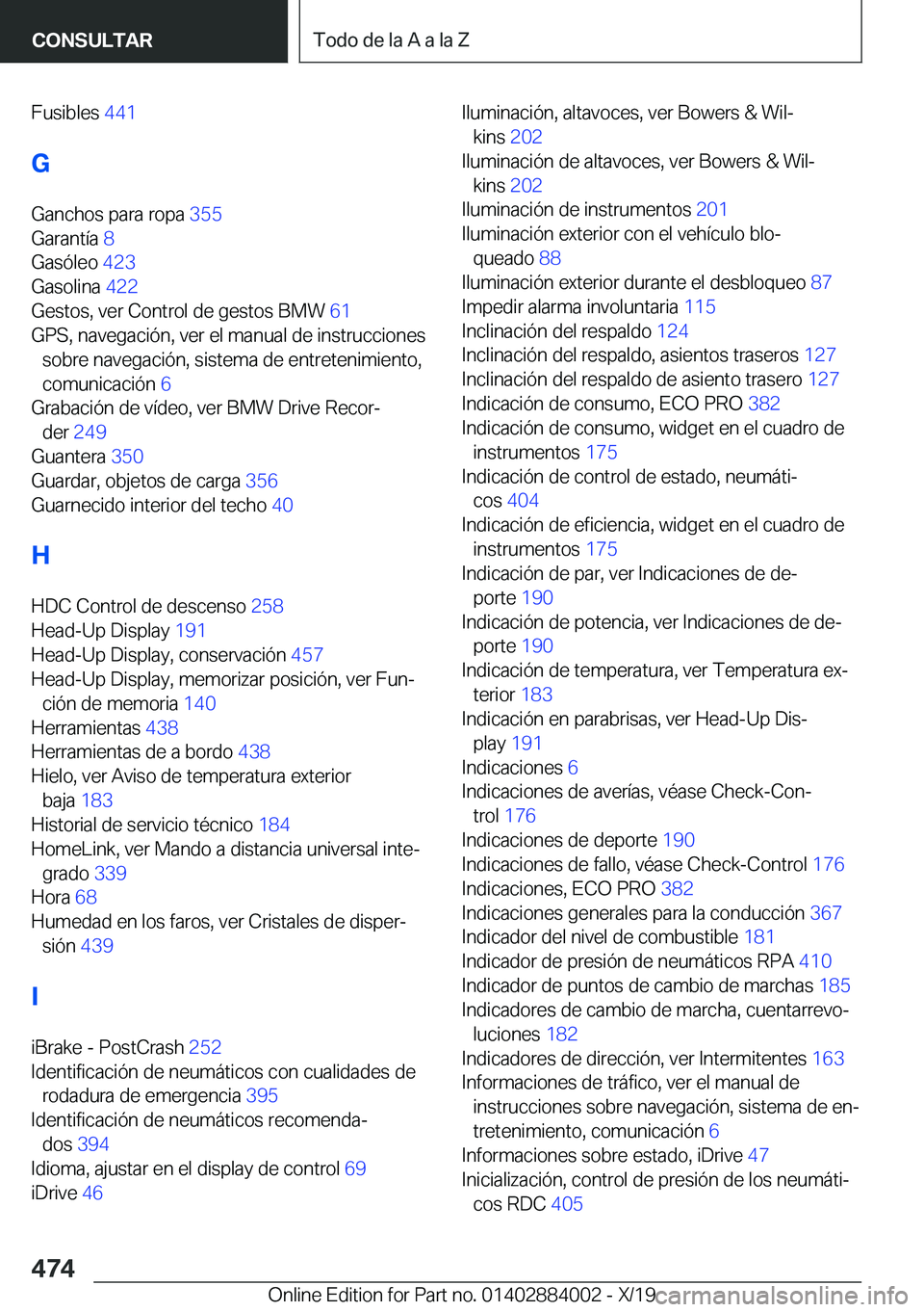 BMW X7 2020  Manuales de Empleo (in Spanish) �F�u�s�i�b�l�e�s��4�4�1�
�G
�G�a�n�c�h�o�s��p�a�r�a��r�o�p�a� �3�5�5�
�G�a�r�a�n�t�