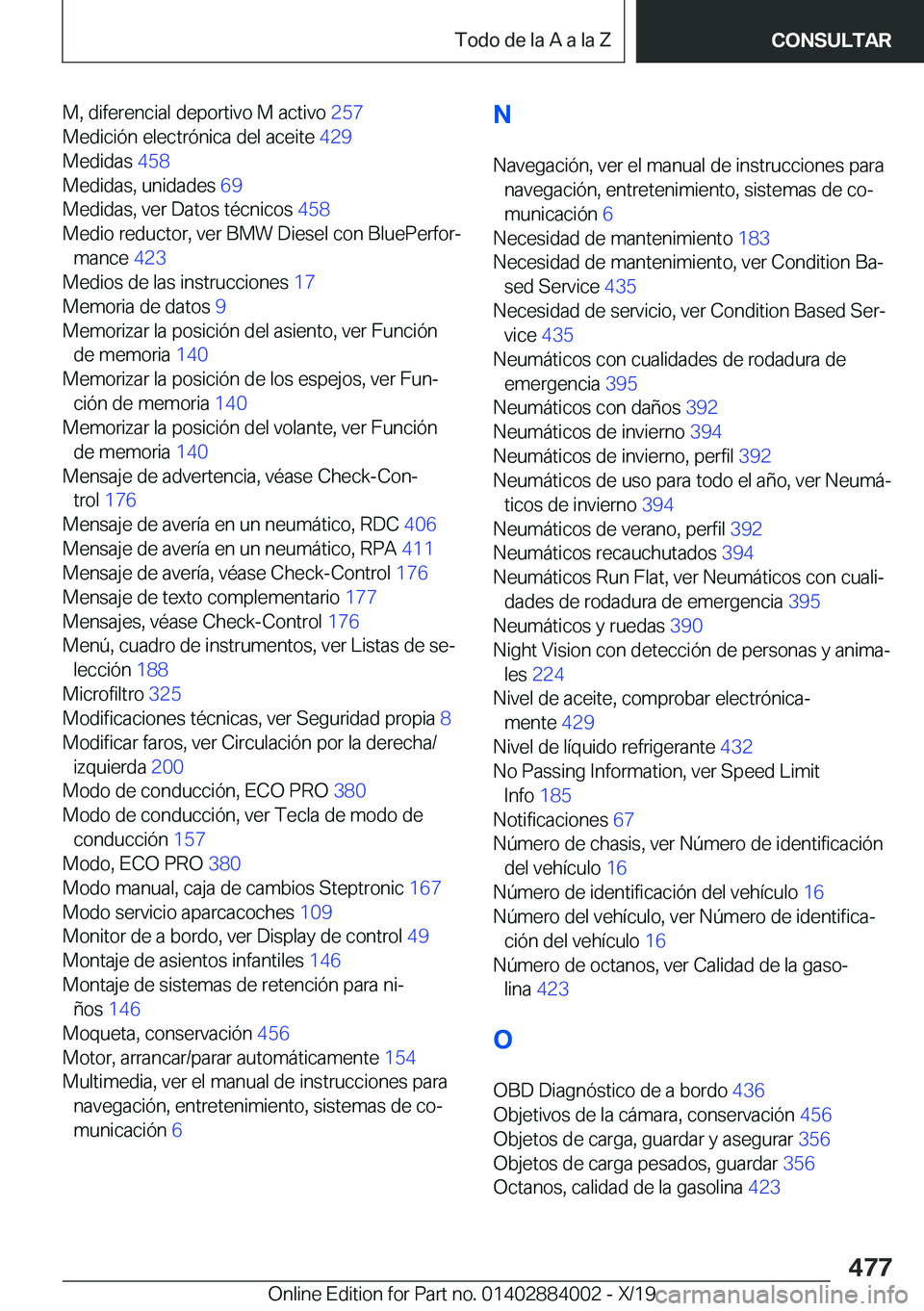 BMW X7 2020  Manuales de Empleo (in Spanish) �M�,��d�i�f�e�r�e�n�c�i�a�l��d�e�p�o�r�t�i�v�o��M��a�c�t�i�v�o��2�5�7�
�M�e�d�i�c�i�