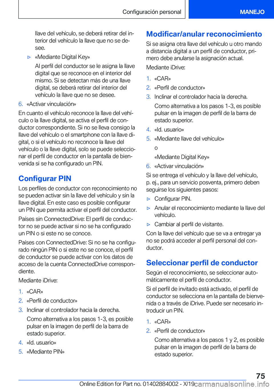 BMW X7 2020  Manuales de Empleo (in Spanish) �l�l�a�v�e��d�e�l��v�e�h�