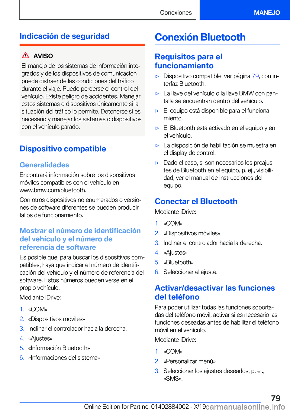 BMW X7 2020  Manuales de Empleo (in Spanish) �I�n�d�i�c�a�c�i�