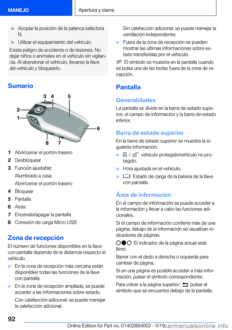BMW X7 2020  Manuales de Empleo (in Spanish) x�A�c�o�p�l�a�r��l�a��p�o�s�i�c�i�