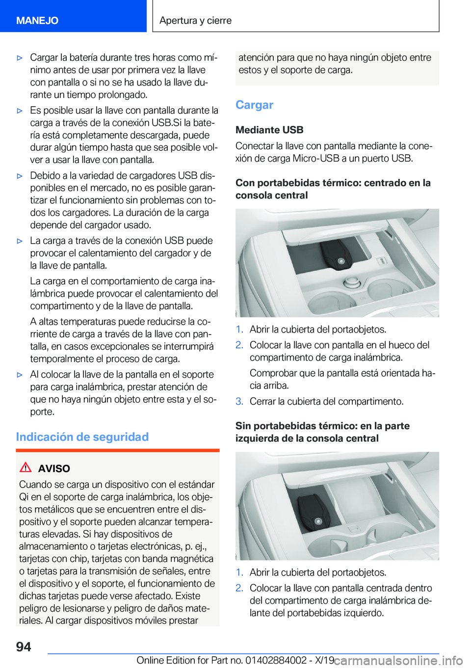 BMW X7 2020  Manuales de Empleo (in Spanish) x�C�a�r�g�a�r��l�a��b�a�t�e�r�