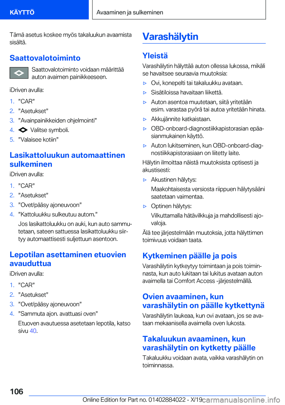 BMW X7 2020  Omistajan Käsikirja (in Finnish) �T�