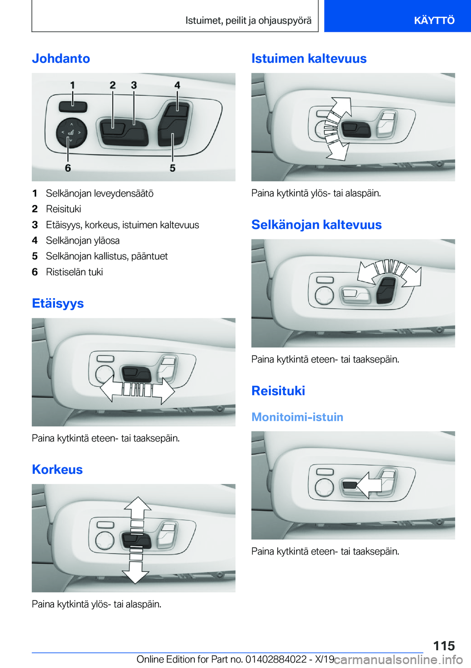 BMW X7 2020  Omistajan Käsikirja (in Finnish) �J�o�h�d�a�n�t�o�1�S�e�l�k�