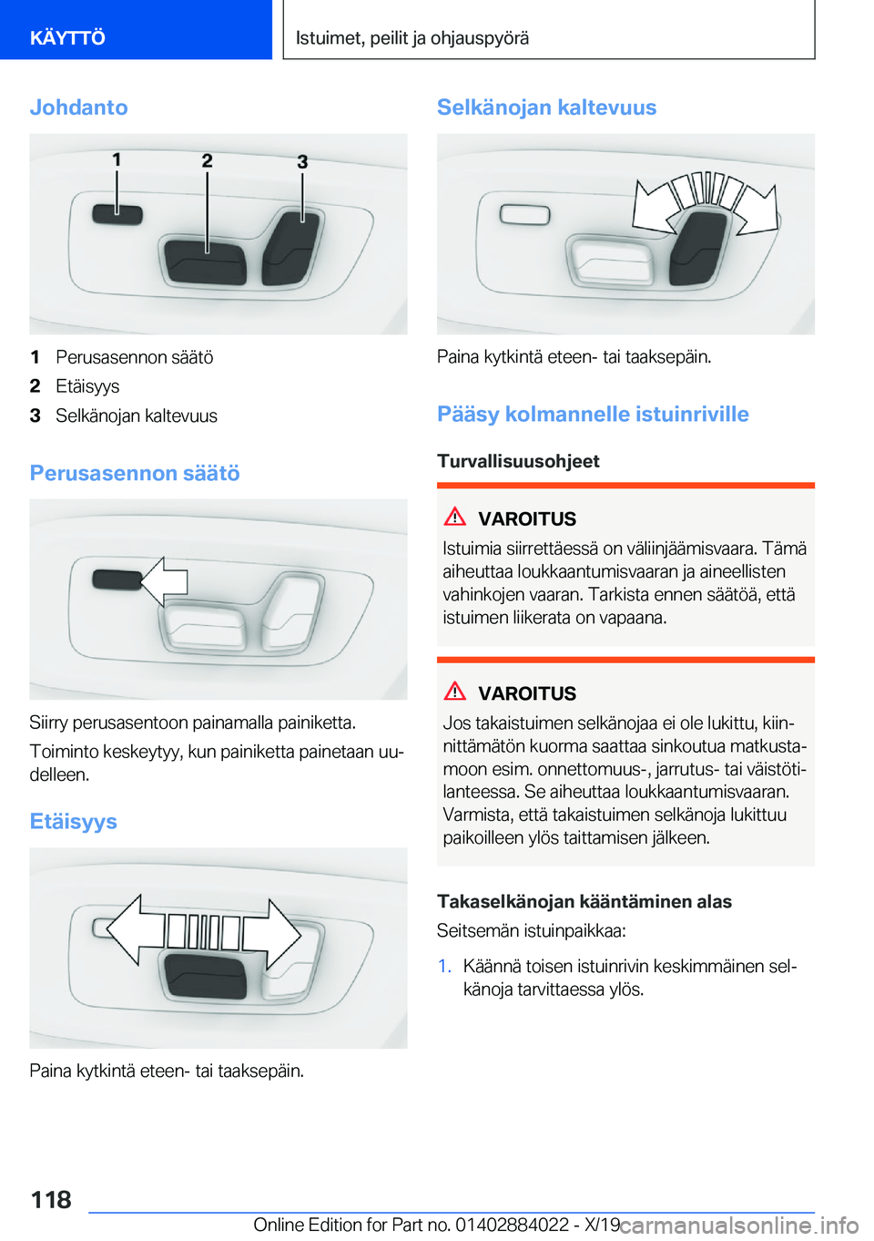 BMW X7 2020  Omistajan Käsikirja (in Finnish) �J�o�h�d�a�n�t�o�1�P�e�r�u�s�a�s�e�n�n�o�n��s�