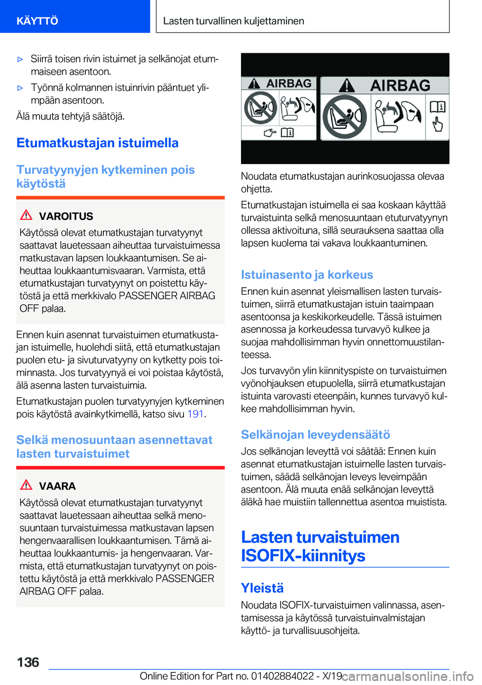 BMW X7 2020  Omistajan Käsikirja (in Finnish) 'x�S�i�i�r�r�
