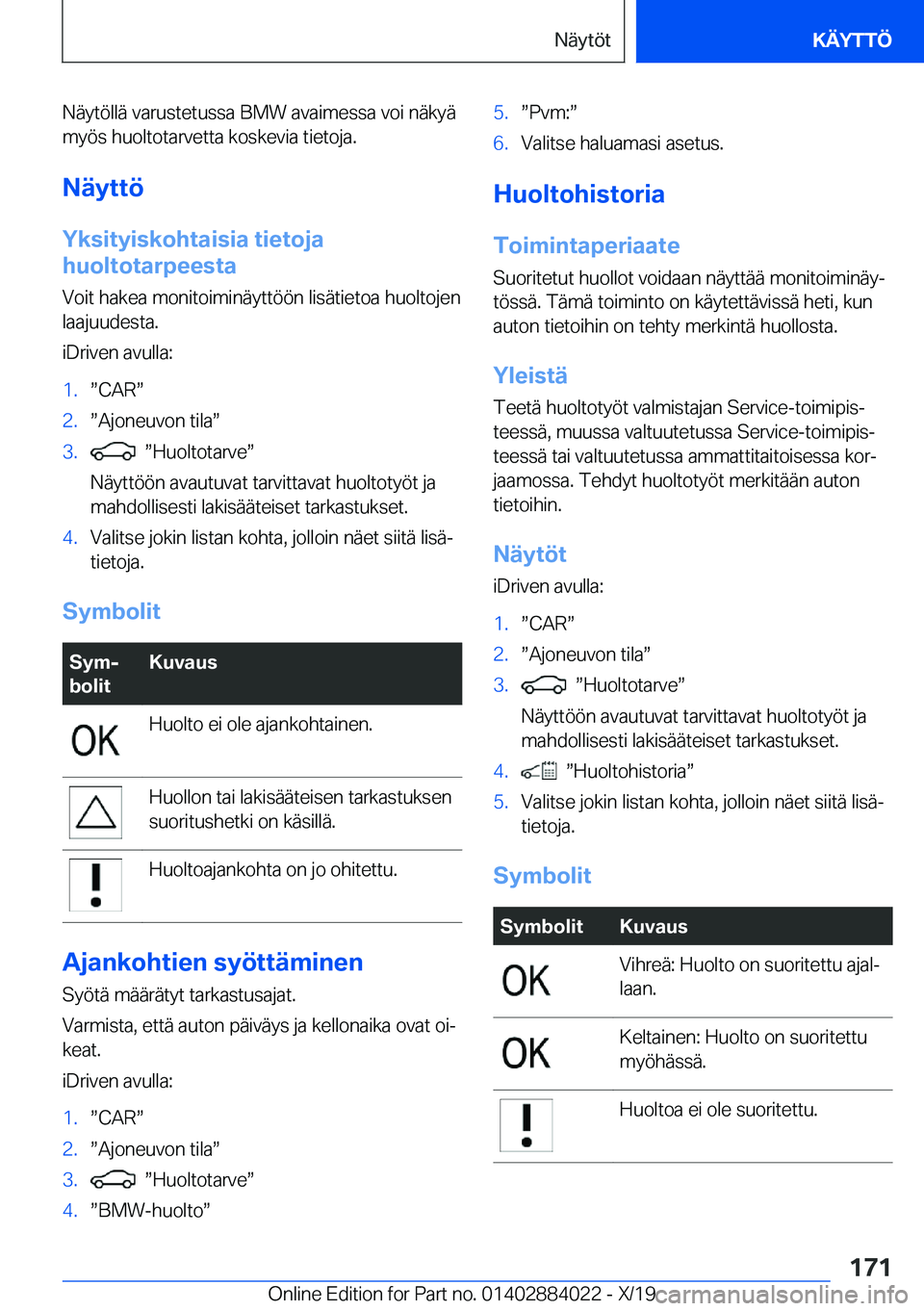 BMW X7 2020  Omistajan Käsikirja (in Finnish) �N�