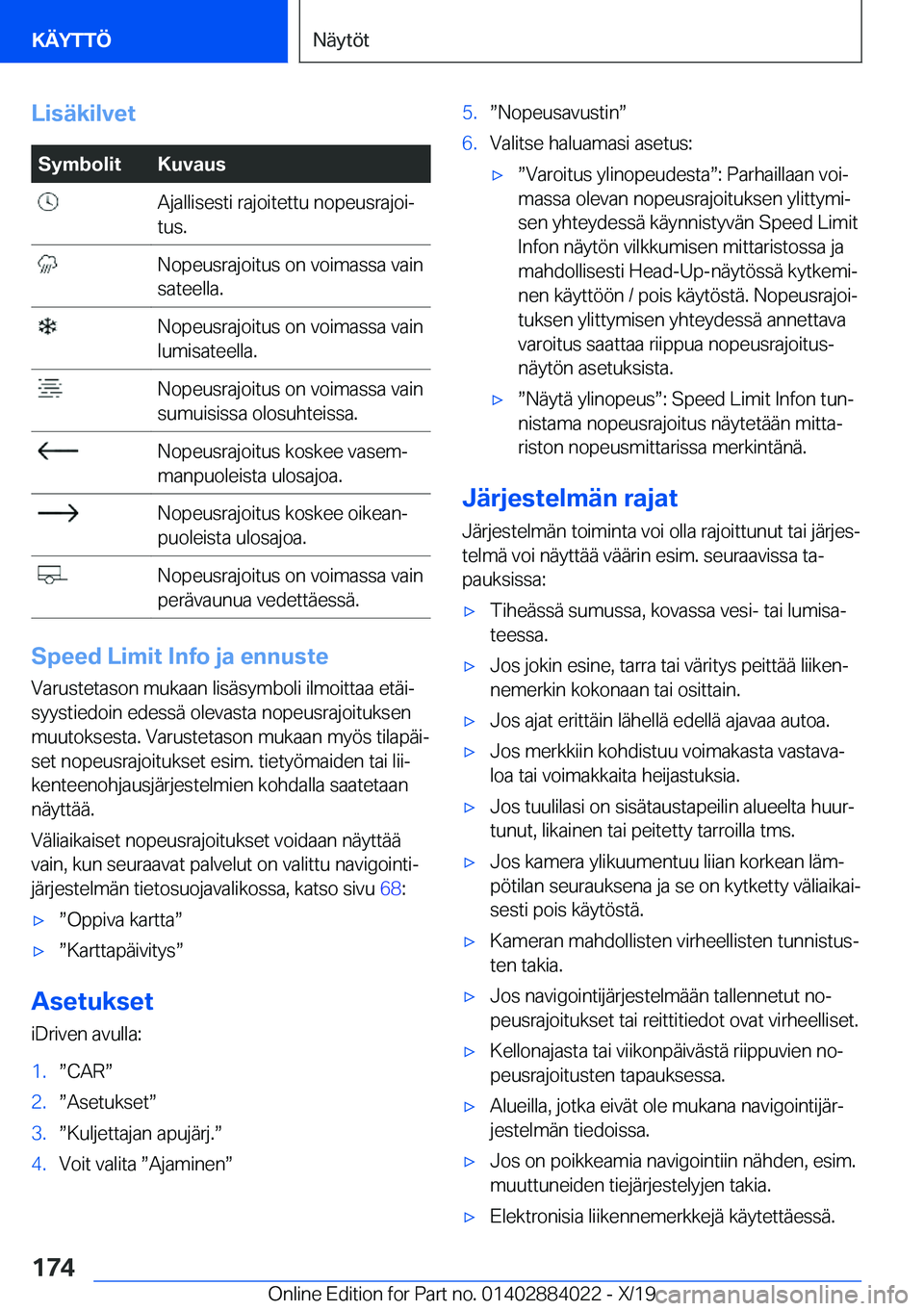 BMW X7 2020  Omistajan Käsikirja (in Finnish) �L�i�s�
