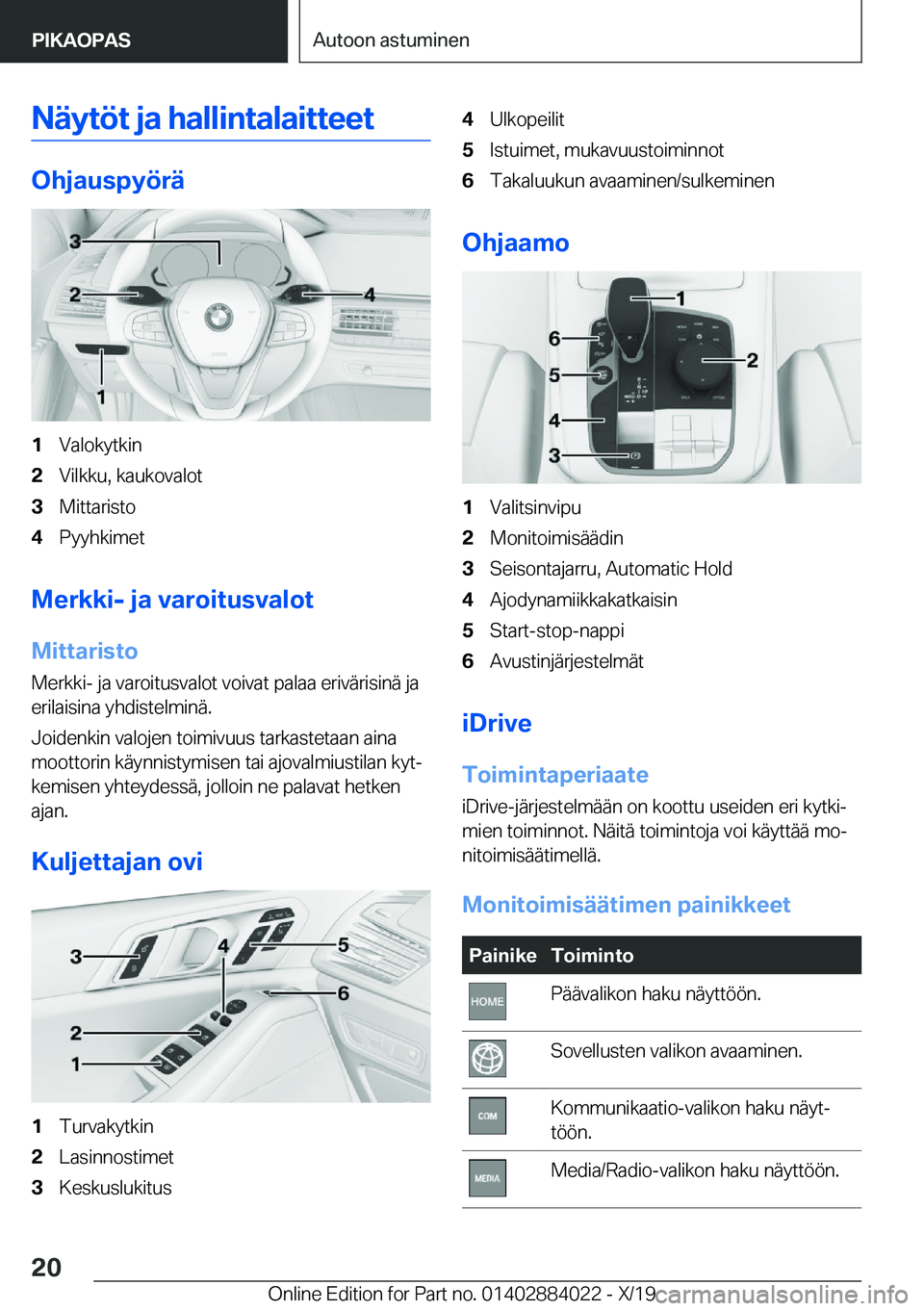 BMW X7 2020  Omistajan Käsikirja (in Finnish) �N�