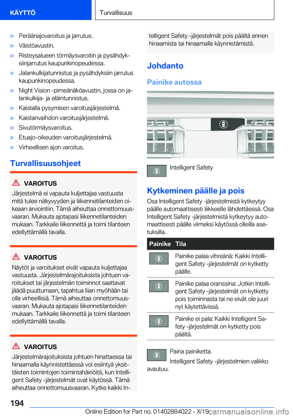 BMW X7 2020  Omistajan Käsikirja (in Finnish) 'x�P�e�r�