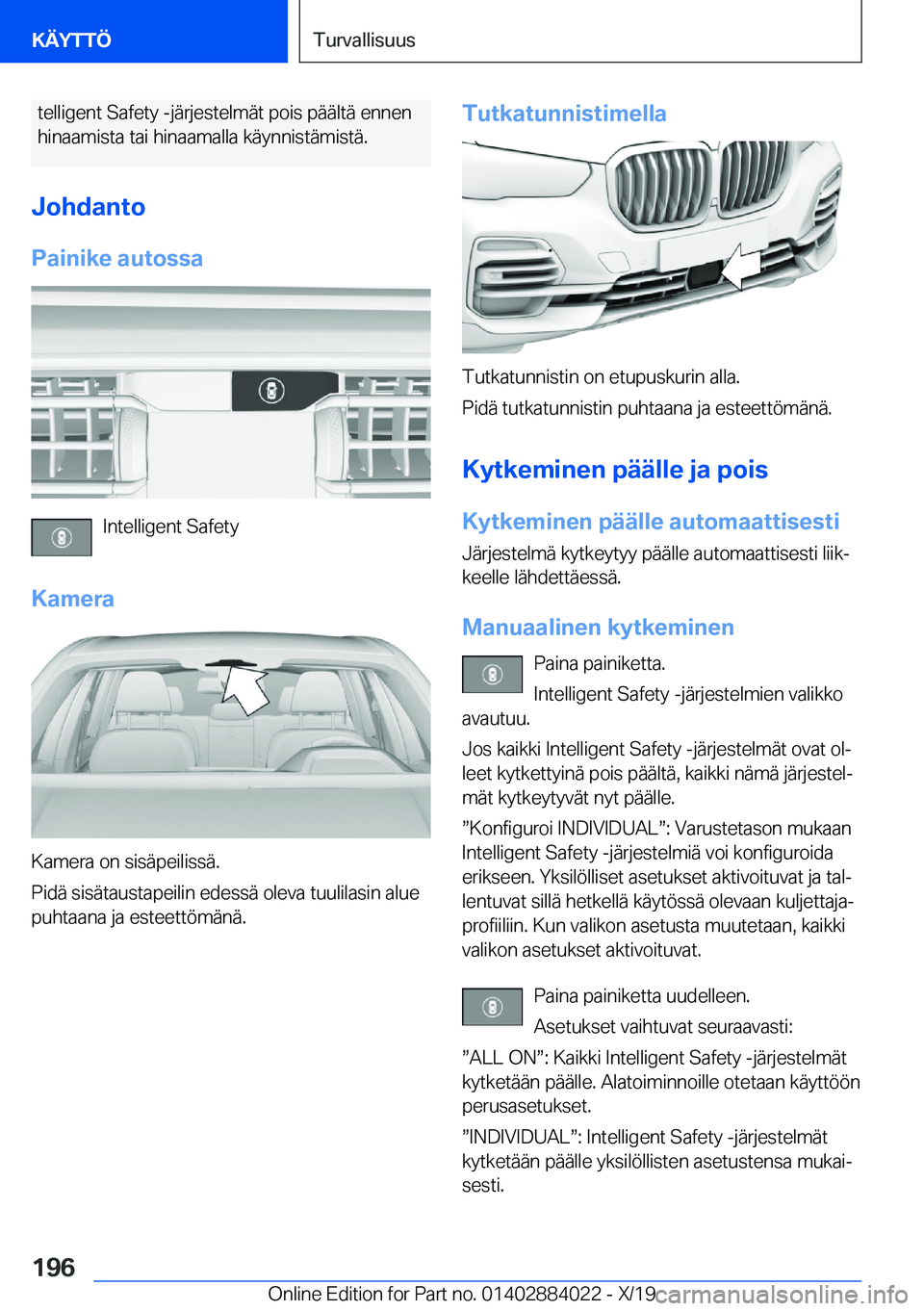 BMW X7 2020  Omistajan Käsikirja (in Finnish) �t�e�l�l�i�g�e�n�t��S�a�f�e�t�y��-�j�