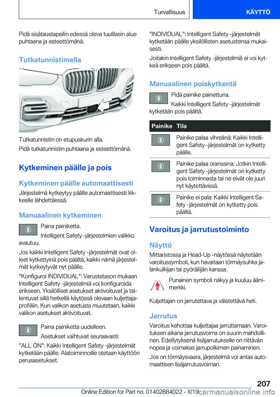 BMW X7 2020  Omistajan Käsikirja (in Finnish) �P�i�d�
