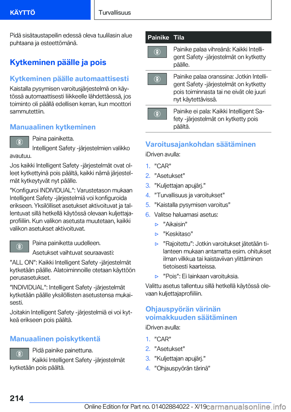 BMW X7 2020  Omistajan Käsikirja (in Finnish) �P�i�d�