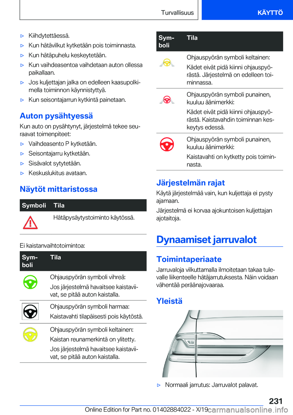 BMW X7 2020  Omistajan Käsikirja (in Finnish) 'x�K�i�i�h�d�y�t�e�t�t�