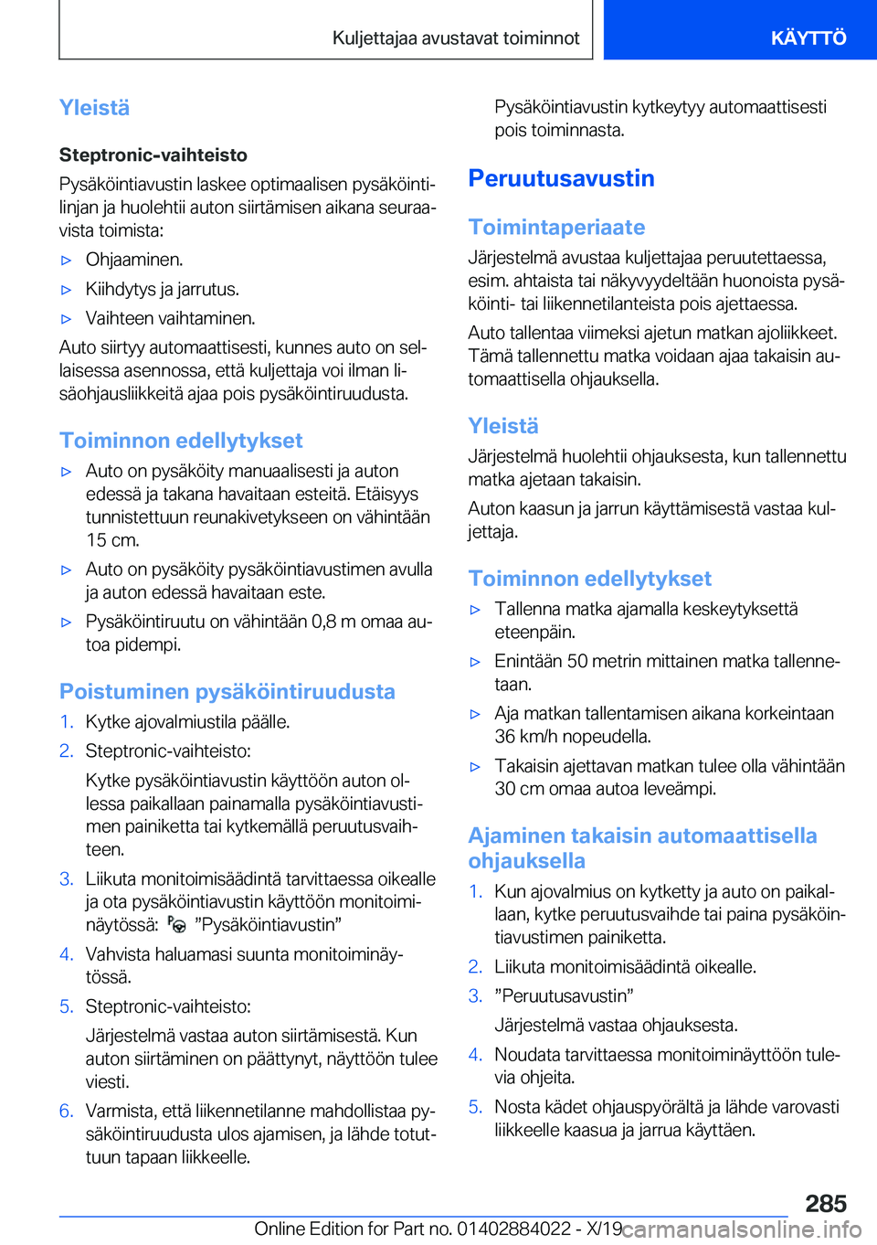 BMW X7 2020  Omistajan Käsikirja (in Finnish) �Y�l�e�i�s�t�