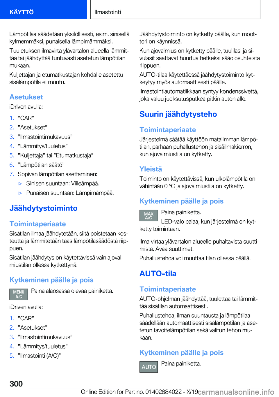 BMW X7 2020  Omistajan Käsikirja (in Finnish) �L�