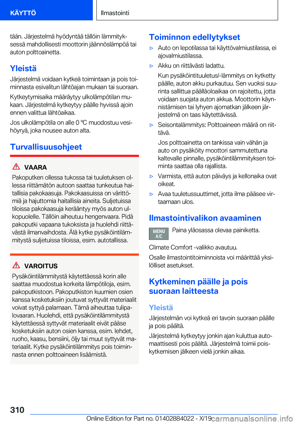 BMW X7 2020  Omistajan Käsikirja (in Finnish) �t�