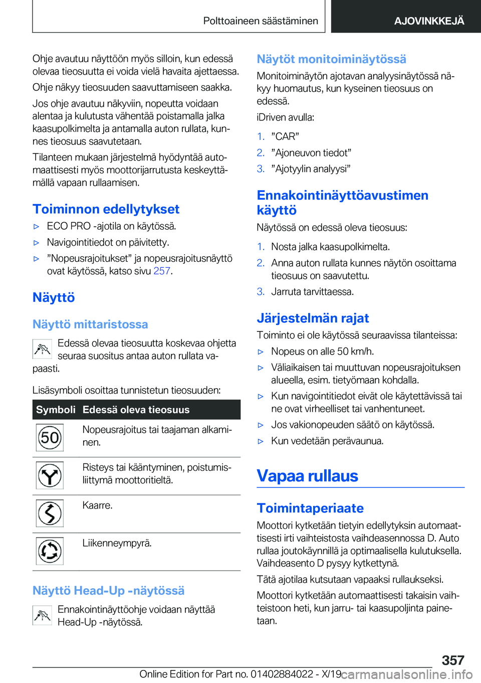 BMW X7 2020  Omistajan Käsikirja (in Finnish) �O�h�j�e��a�v�a�u�t�u�u��n�